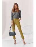 Elegant trousers with a crease, olive MP45138 - Online store - Boutique